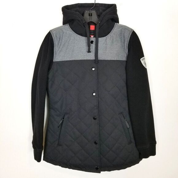 686 Jackets & Blazers - 686 Parklan Quilted Jacket Women's Size M Black/Gray Hooded 6 Thermal Rating